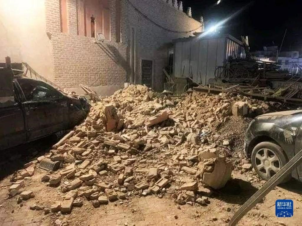 這是9月9日在摩洛哥南部城市馬拉喀什拍攝的震后景象。新華社發(fā)