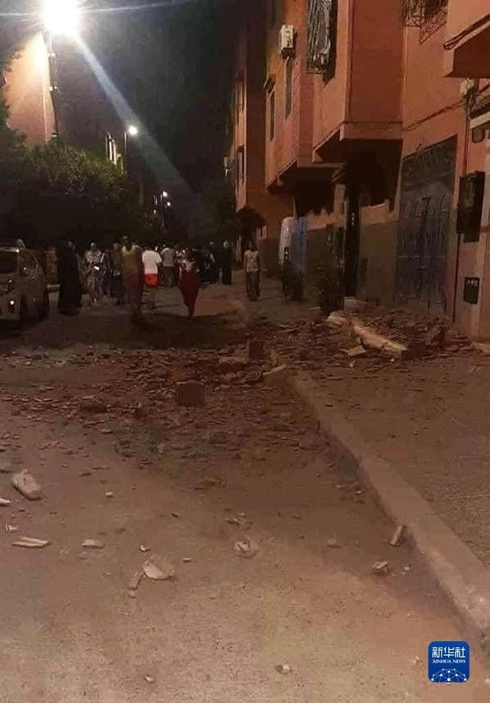 這是9月9日在摩洛哥南部城市馬拉喀什拍攝的震后景象。新華社發(fā)
