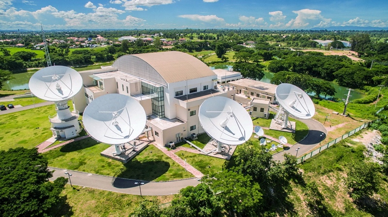 2016年8月1日拍攝的老撾首都萬象的老撾一號通信衛(wèi)星地面站全景。