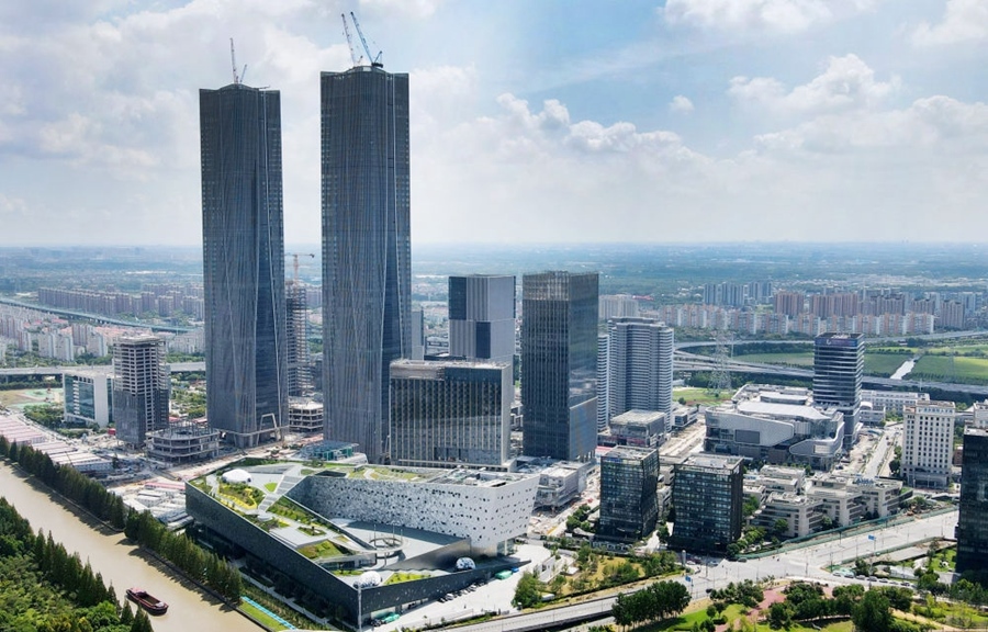 位于上海浦東新區(qū)的張江科學會堂（前）（2023年9月10日攝，無人機照片）。