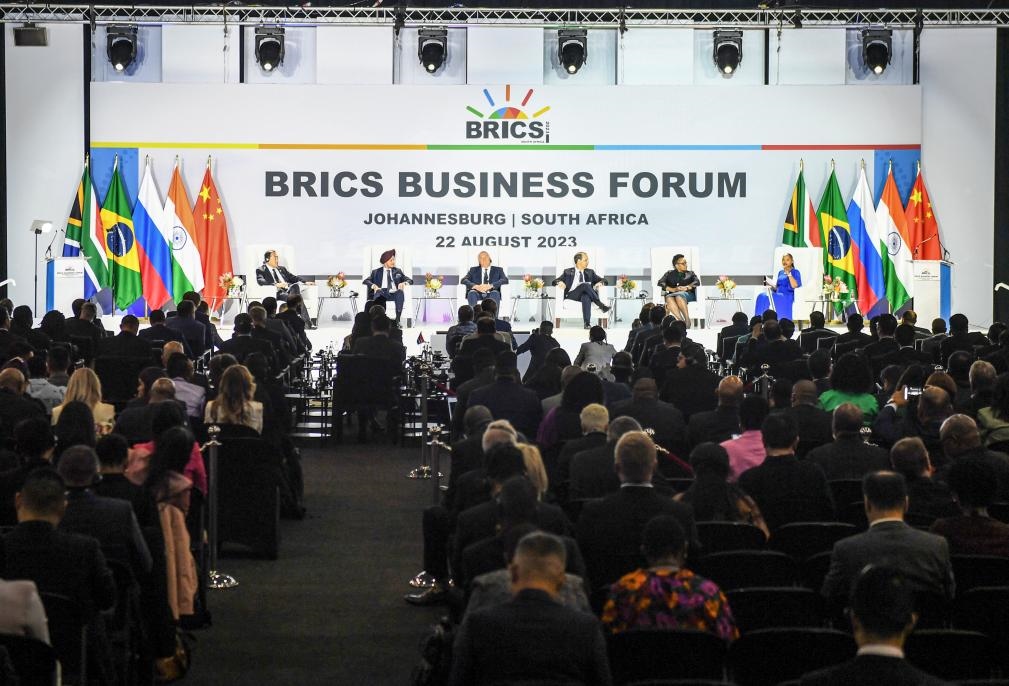 這是8月22日在南非約翰內(nèi)斯堡拍攝的金磚國家工商論壇現(xiàn)場。新華社記者李亞輝攝