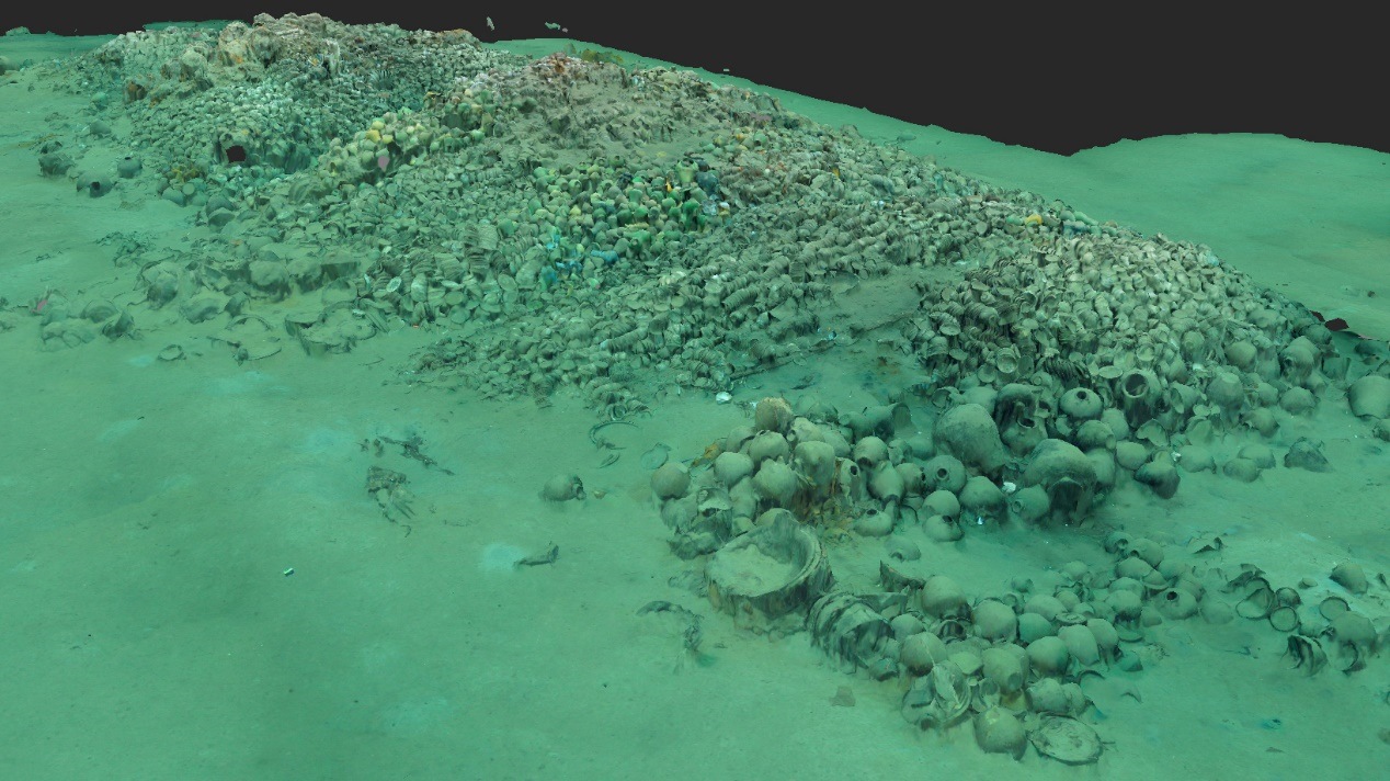 南海西北陸坡一號(hào)沉船遺址核心區(qū)三維圖。國家文物局供圖