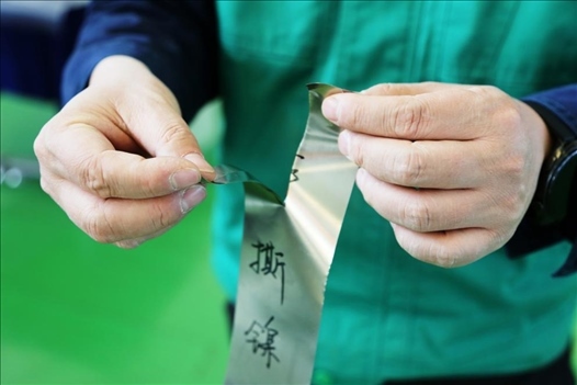 0.05毫米“手撕鎳”。 李羊攝