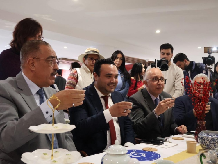 觀眾興致勃勃地體驗茶藝。陳芷珊攝