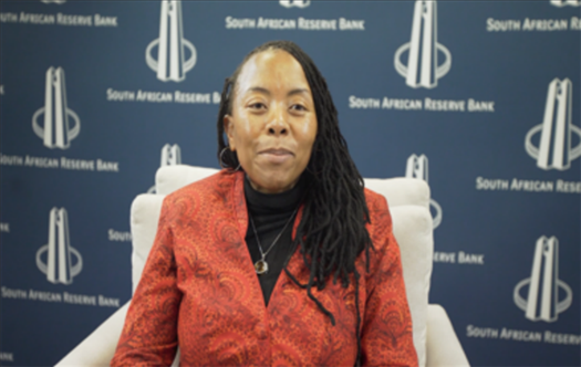 南非儲備銀行副行長、審慎監(jiān)管局首席執(zhí)行官芬迪?查齊巴納視頻發(fā)言。（中國建設(shè)銀行約翰內(nèi)斯堡分行供圖）