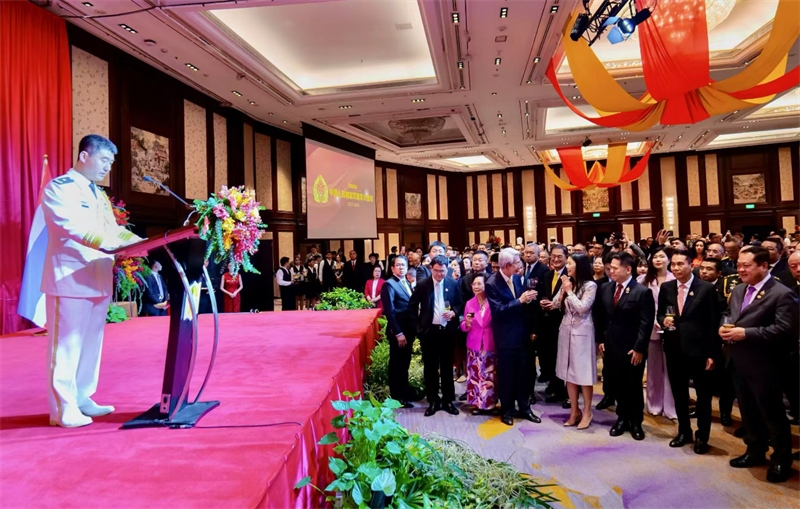 以上圖片均由使館提供，內(nèi)容說明：駐泰使館舉行慶祝建軍97周年招待會(huì)現(xiàn)場。