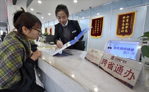 2024年3月25日，北京大興區(qū)，工作人員為群眾辦理跨省政務事宜。