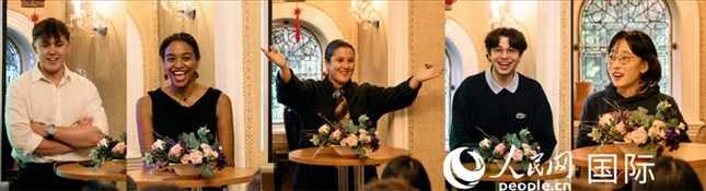 五位英國(guó)高校學(xué)生代表現(xiàn)場(chǎng)分享體會(huì) 楊浩鵬攝