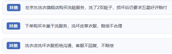 網(wǎng)友涉及互聯(lián)網(wǎng)洗滌服務的相關投訴問題。(“人民投訴”用戶投訴截圖)