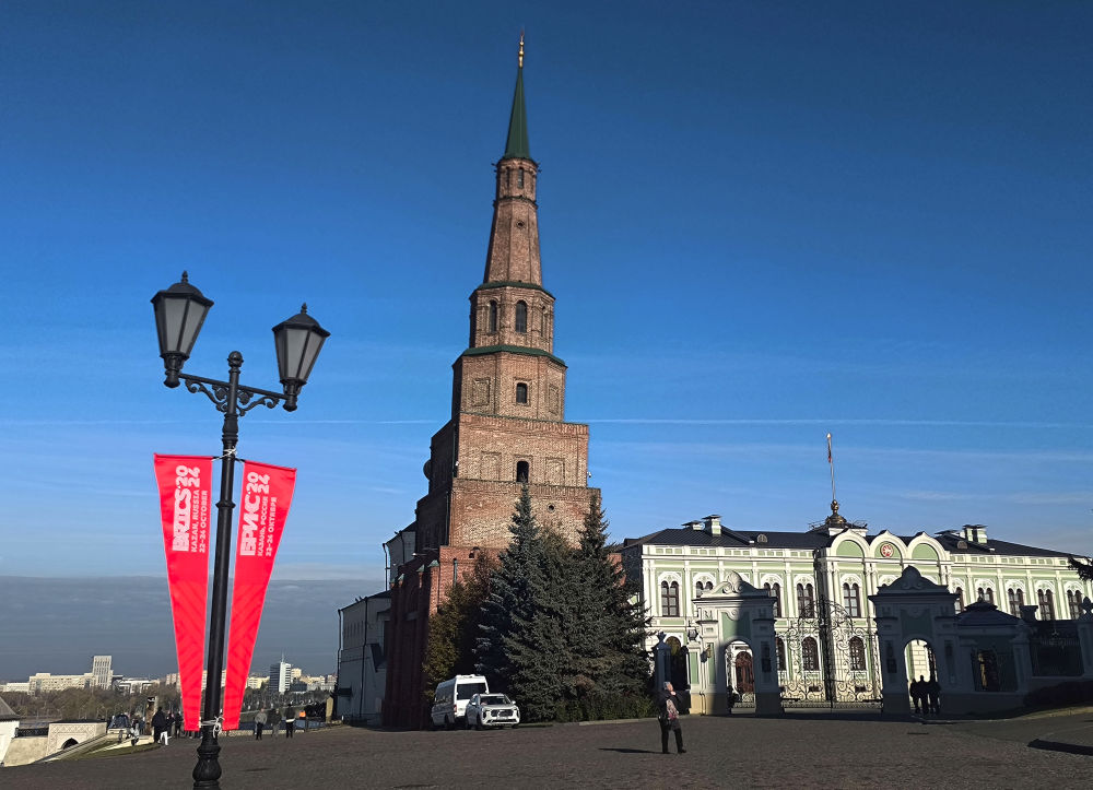 這是2024年10月20日拍攝的俄羅斯喀山克里姆林宮一景。新華社記者 丁海濤 攝